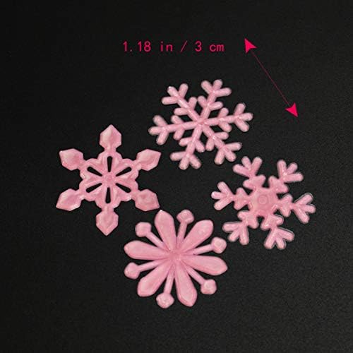 Amosfun 50pcs Christmas Glow in the Dark Wall Stickers 3D Snowflake Window Decal DIY for Xmas Holiday Party Wall Decoration (Pink)