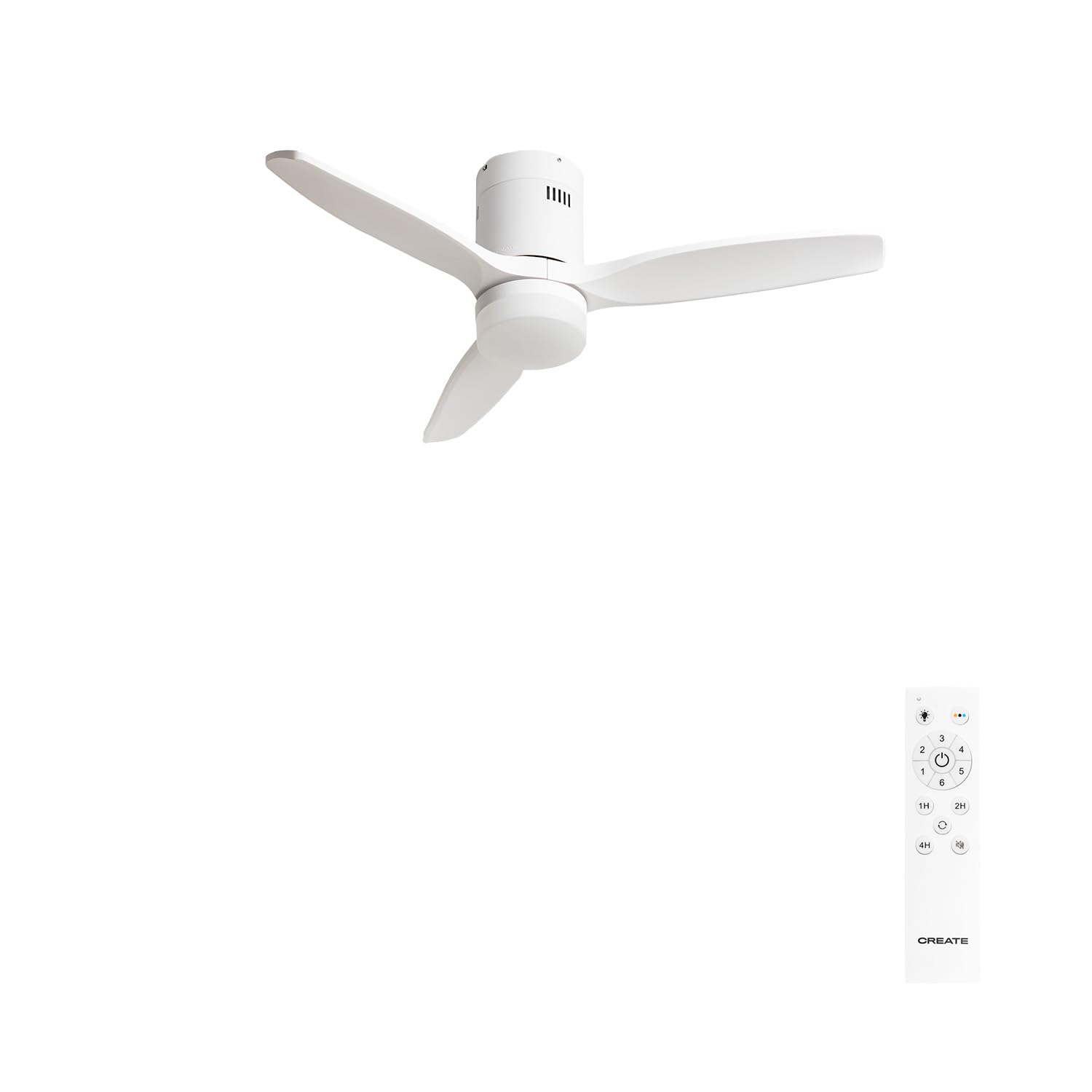 CREATE / WINDCALM NATURAL WOOD S/Ventilador de techo con luz blanco con mando / 40W, Temporizador, Ø112 cm, 6 velocidades, 3 temperaturas de luz, función verano-invierno