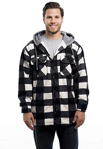 Image of TrailCrest Men's Warm Sherpa Lined Hoodie Fleece Shirt Jacket, Classic Zip Up Buffalo Plaid (Regular and Big & Tall Sizes)