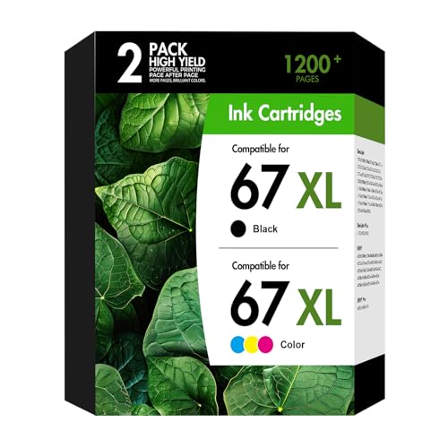 Image of 67 67XL Ink Cartridges Black /Color Combo Pack 2800e (1 Black,1 Tri-Color)