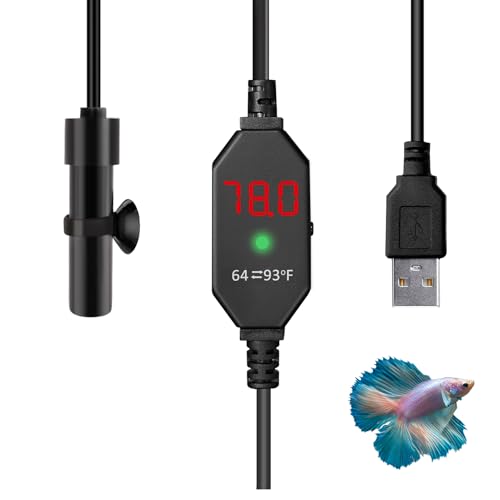 PremToytics Shatter-Resistant Aquarium Heater, USB 10W Adjustable Mini Fish Tank Heater with External Temperature Controller, Overheating Protection, Used for 0.5-1 Gallon Tank (Alumina Ceramic)