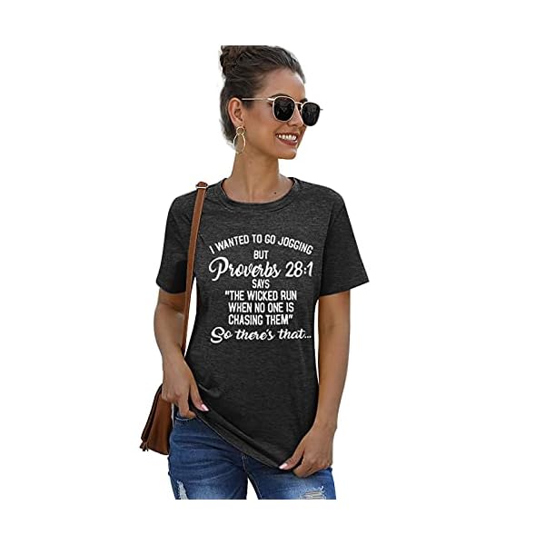 I-Wanted-to-Go-Jogging-but-Proverbs-281-Says-Shirts-Women-Bible-Quote-Tee-Tops-with-Saying-Casual-Short-Sleeve-Tshirt I Wanted to Go Jogging but Proverbs 28:1 Says Shirts Women Funny Letter Printed Tee Tops Casual Short Sleeve Shirt