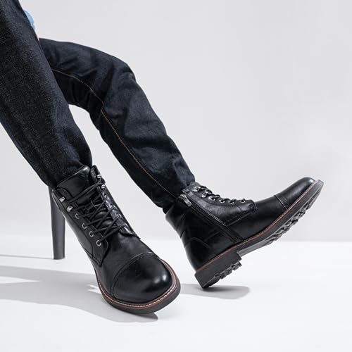 Image of Jousen Mens Boots Retro Dress Boot Cap Toe Casual Motorcycle Chukka Boots