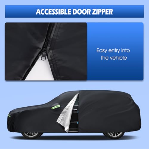 Image of Car Cover Fit for Mercedes Benz E-Class Sedan E300 E350 E450 /E43 E53 E63 AMG (2006-2026), Migaven Waterproof Full Exterior Cover Sun Rain Protection with Door Zipper, Black