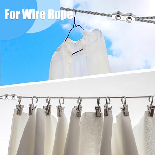 M3 Duplex Klemme, 12 Stück Drahtseilklemme, 304 Edelstahl Seilklemme, Seilklemmen für 3mm Stahlseil Drahtseil Wäscheleine Markise Fixiert