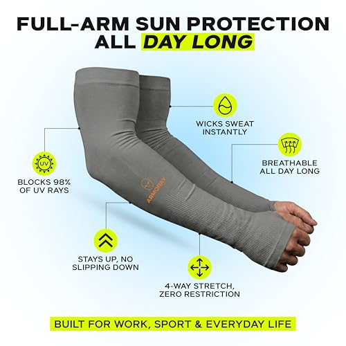 Image of ARMORAY Arm Sleeves for Men and Women - UV Sun Protection Cooling Compression - Tattoo Cover Up Sleeve for Daily Wear & Work