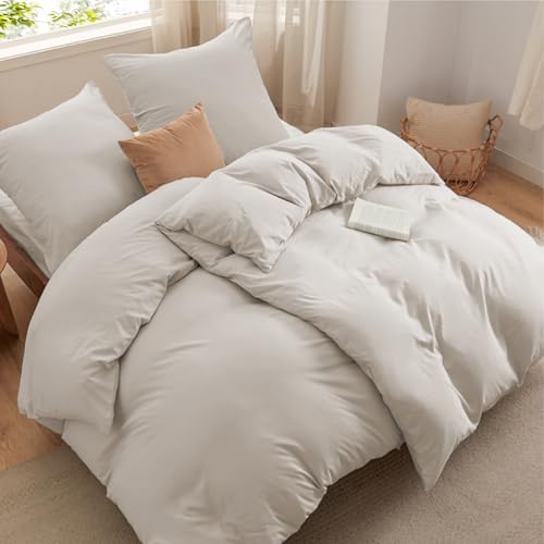 BEDSURE Bettwäsche 135x200 4teilig Baumwollähnlich - Natur, 2x80x80 Kissen | Bettwäsche-Sets Mikrofaser, Oeko-TEX Bedding mit Reißverschluss Pflegeleicht, Extra Weich & Atmungsakti