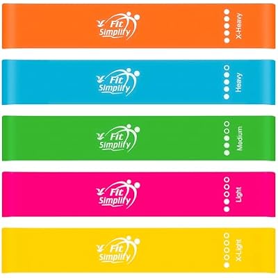 Fit Simplify 10 Inch Resistance Loop Exercise Bands, Set of 5, Assorted Colors