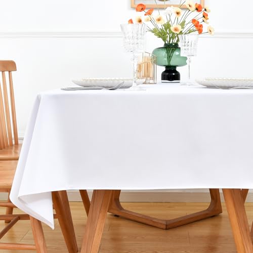NEWISHER White Square Tablecloth 52 x 52 inch, Washable Table Cloth