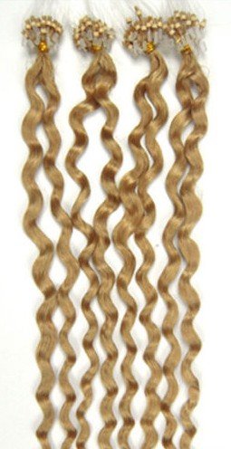 HOTstyle - 24" (60cm) Micro ring human hair extensions curly - natural blonde - 0.5g /strand