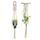 Ulable, porta vaso da appendere. Set di 2 porta vasi in corda di cotone, da appendere, a 4 cordoni. Ideale come decorazione sia per uso interno che esterno. Dimensioni: 85 cm di lunghezza
