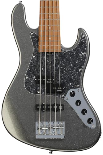 Sadowsky MetroExpress Hybrid P/J 5-string Bass Guitar - Solid Silver Metallic, Roasted Maple Fingerboard