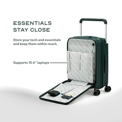 Image of THE ASSEMBLY Polycarbonate 8 Wheels Double Spinner Luggage Set of 2 | Premium Hard-Sided Cabin & Large Trolley Bags with Wide Handle & USB Port Charging-Rover Pro,Green, 73.5 cm