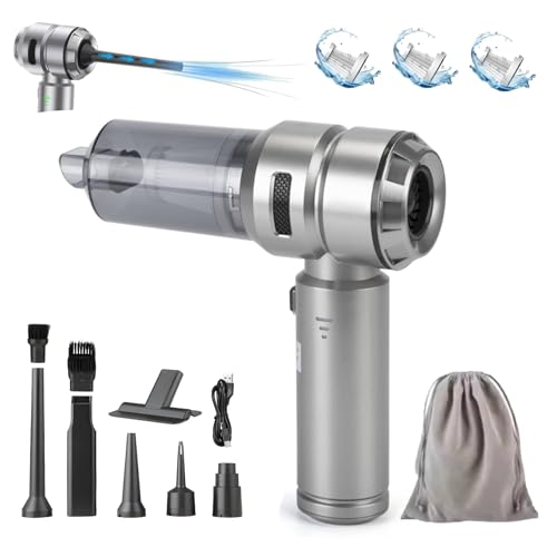 SMART CHEZ MOI Aspirateur Voiture sans Fil 4-en-1 – 18000Pa, Mini Aspirateur Puissant Rechargeable, Fonction Soufflage & Gonflage, 3 Filtres HEPA, Housse, Maison & Bureau.