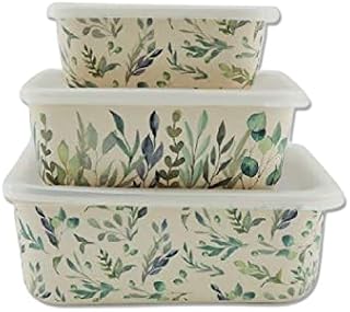 Set of 3 Vintage Kitchen Storage Set | Rectangular Air Tight Canister | Bamboo Design | Made with Bamboo Storage Containers | Kitchen Storage Set, Serving Dish, Food, Perfect Gift for Housewarming