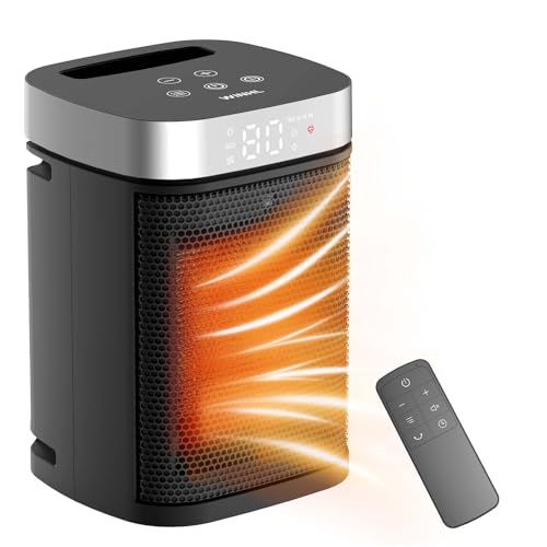 Portable Space Heater, Three Heating Modes (700W/1000W/1500W), with Remote Control, 1-12H Timer Electric Heaters, Ideal for Home, Office, and Bedroom Indoor Use