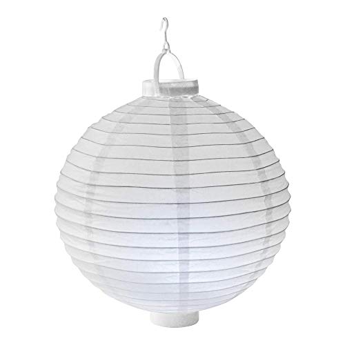 Lampion Led Blanc 30cm - Lampion Papier Blanc avec Led Intégrée - Lanterne Lumineuse pour Décoration Mariage, Anniversaire, Fêtes