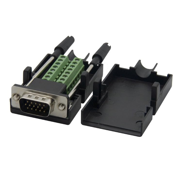 Wiring Connecting Terminals - 3+9 VGA Male Connector with housing Support for DIY vga Cable - (Color: Black)