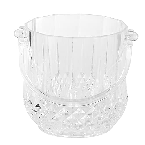 Jerliflyer Crystal Binaural Ice Bucket, Transparent Ice Container Champagne Bucket Acrylic Bar Supplies Household Acrylic Container Diamond Pattern With Handle Bar Ktv(Diamond Ice Bucket Transparent) #TOP4