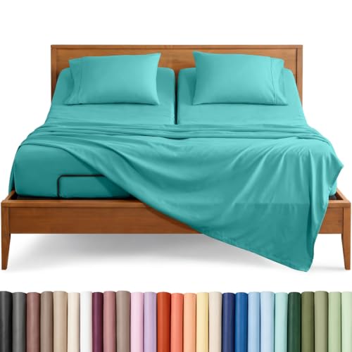 Bare Home Sheet Set - 1800 Ultra-Soft (Split Head Flex King, Turqouise)