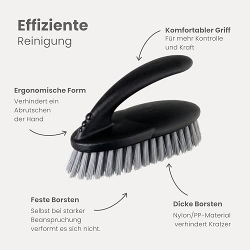 Vigar Multifunktionales Paket, Harte und robuste Borsten, Scheuerbürste mit ergonomischem Griff für Badezimmer, Dusche, Badewanne, Fliesen, Wand, 16 x 7 x 9 cm, Schwarz