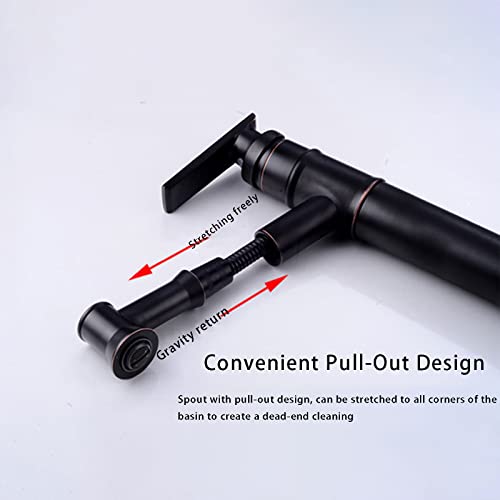 Grifo para lavabo de baño monomando extraíble negro mate sobre cubierta 8