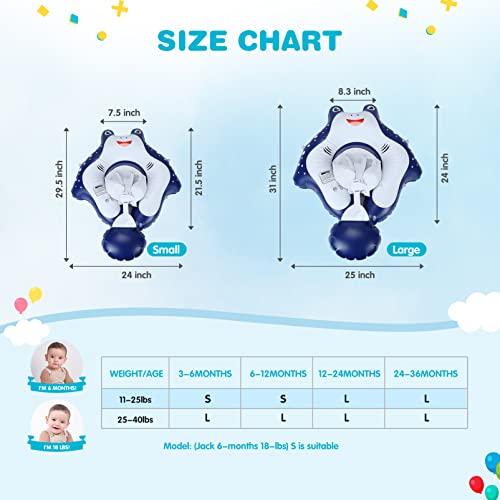 Keriday Baby Pool Float For 3-36 Months, Baby Swim Float With Canopy, Beach Toys For Toddlers 1-3 Years Old, Baby Floatie Pool Accessories, No Flip Over Swimming Float With Tail, Small #TOP6