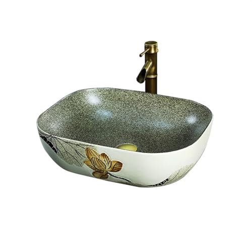 Cubeta de lavabo Lavabo sobre encimera de cerámica, lavabo Retro antisalpicaduras for baño, individual, a mano arte cerámico Mueble de baño