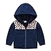 Cappotti di peluche per bambini invernali caldi aperti davanti Cardigan per bambini Neonati Ragazzi Ragazze Leopard Print Giacca in pile foderato con cerniera Giacca a vento, 02 blu marino., 7-8 Anni