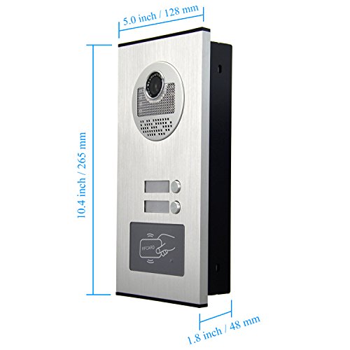AMOCAM Video Intercom Entry System, Wired 7 inches LCD Monitor Video Door Phone Doorbell with 5PCS ID Card for 2 Units Apartment, Support Monitoring, Dual Way Door Intercom, ID Keyfob Unlock by AMOCAM - Image 3