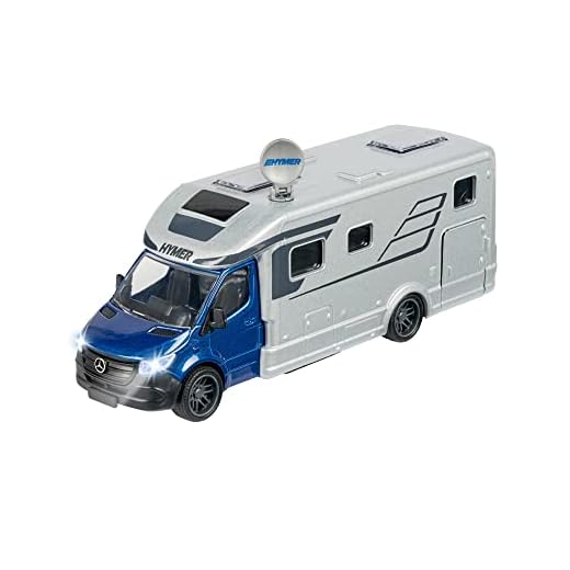 MAJORETTE - Grand Series Caravana Camper HYMER Clase B MasterLine, 19cm, Escala 1:43, Fabricado en Metal y Plástico, Luz y Sonido (213773000)