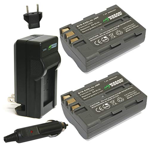 Wasabi Power Battery (2-Pack) and Charger for Nikon EN-EL3e and Nikon D50, D70, D70s, D80, D90, D100, D200, D300, D300S, D700