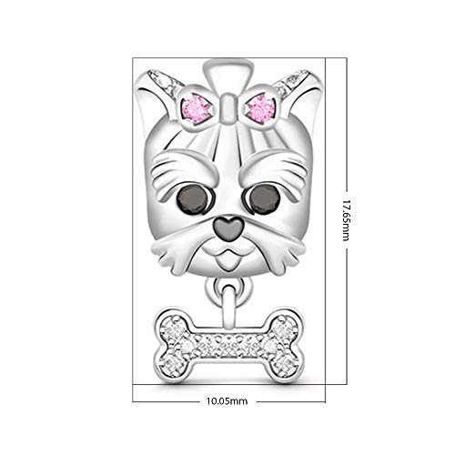 Gnoce Dog Charm Bead 925 Sterling Silver Always Together Favorite Dog With A Dangling Bone Puppy Dog Bead Charm Animal Bead Fit All Bracelets Pendant Necklace For Animal Lovers #TOP4