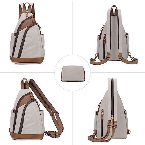 Image of Canvas Sling Bag - Crossbody Backpack Shoulder Daypack Rucksack for Men Women Outdoor Cycling Hiking Travel