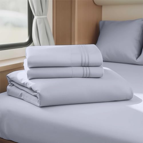 Nestl Grey Lavender Short Queen Sheets for RV, Hotel Luxury RV Queen Sheets Set, 4 Piece Fitted Bed Sheet Set and Pillowcases, Super Soft, Wrinkle-Free, and Breathable Camper Bedding