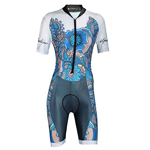 CYCPACK Mujeres Triatlón Mono Verano Ciclismo Jersey Estilo Mediterráneo Clásico - Al Aire Libre Manga Corta Transpirable Ropa Deporte Conjunto, Racing Club De La Bici del Camino De MTB Jersey,L