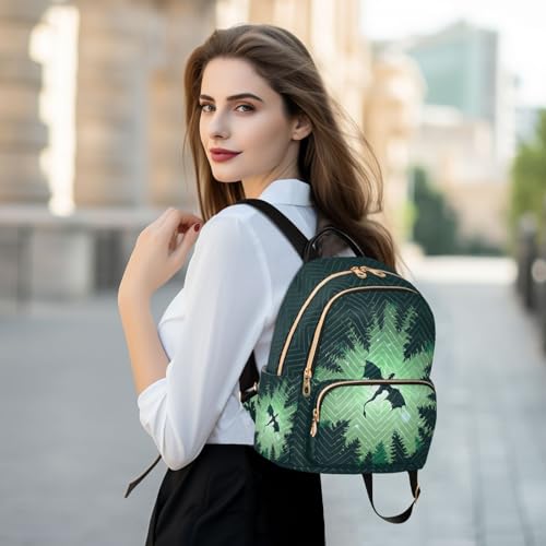 Image of Mini Backpack Forest Dragon Starry Sky Dragon Green Fashion Backpack Purse for Women,Handbag Shoulder Bag Casual Daypack, Ladies Gift for College Work (S)