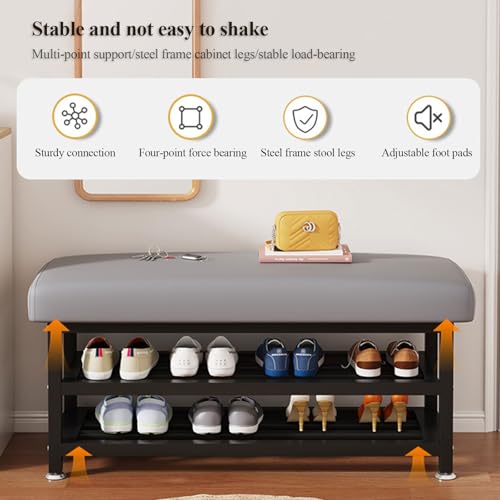 Banc à chaussures réglable pour optimiser le rangement des chaussures d'entrée - 6