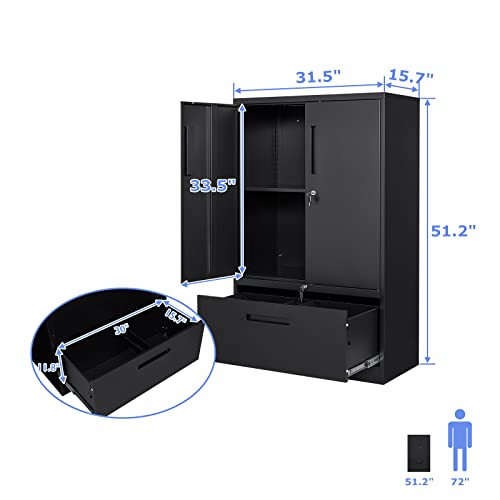 Afaif File Cabinets For Home Office, Metal Lateral Filing Cabinet With Drawer,51" Office Storage Cabinet File Cabinet With Lock & Adjustable Shelf Fit A4, Legal, Letter Size Folders #TOP2