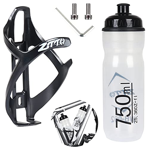Porte Gourde Vélo,Porte Bouteille Velo,VTT Porte Bidon Porte-Bidon Support Porte Bouteille Bidon,Gourde Velo 750ML et Porte-Gobelet Vélo avec vis pour VTT et Vélos de Route Cycling