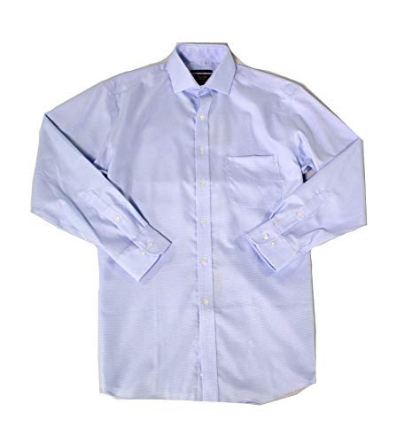 Tasso Elba Mens Plaid Button Up Dress Shirt Bluebrown 16.5" Neck 36-37" Sleeve #TOP27