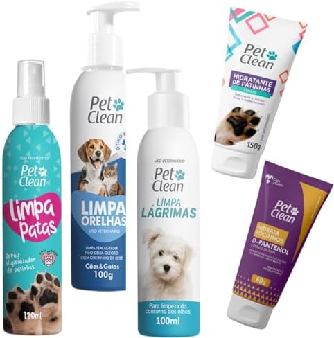 Kit Cuidado Higiene Pet Limpa Patas Lágrimas Orelhas e Hidratante...