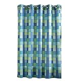 Hookless RBH40WM04F Checkmate Polyester NO Line with Flex-On Rings Shower Curtain, Green/Blue, 71 x 74,