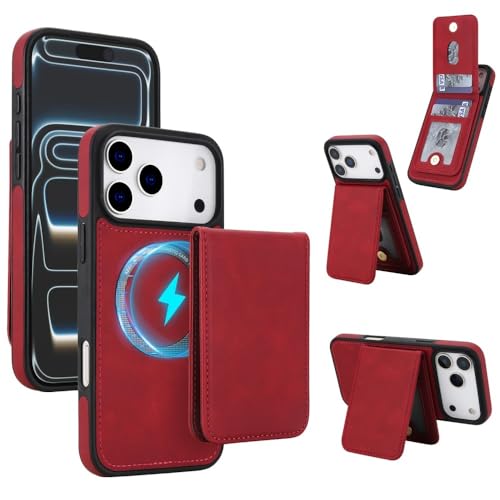 Étui iPhone 16 Plus rouge portefeuille cuir amovible coque rigide