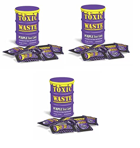 Tamburi per caramelle acide viola con rifiuti tossici x 3