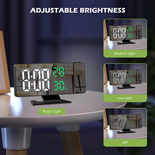 Keekit Digital Projection Alarm Clock, Large Mirrored Led Alarm Clock With 180°Projector On Ceiling Wall, Digital Desktop Clock With Thermometer Hygrometer, Usb Port, Snooze, 2 Adjustable Brightness #TOP2