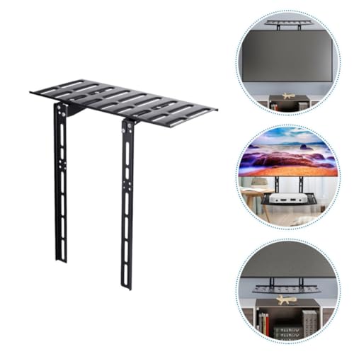 Estante para DVD de pared negro con organizador de cables integrado para salón 8