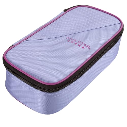 Image of Five Star Pencil Pouch, Pen Case, High-Capacity Zipper Pouch, Storage Organizer for School Supplies Earbuds Chargers Cables Makeup, Lilac /Berry (500211F-ECM)