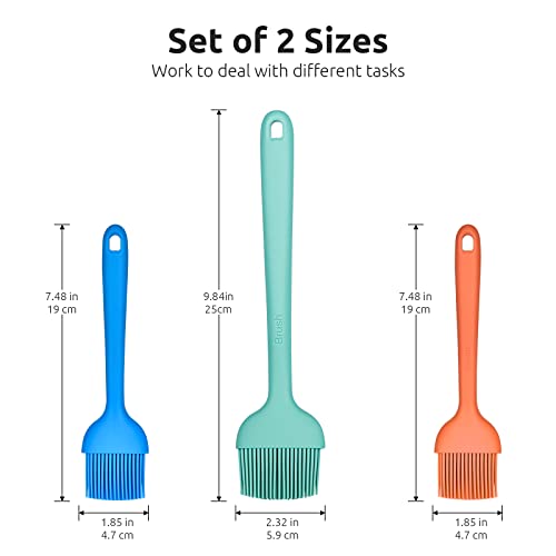 Image of Angled Silicone Pastry Brush: U-Taste 600ºF Heat Resistant Kitchen Basting Cooking Baking Food Rubber Head-Up Baster Brush for Oil Sauce BBQ Butter Grill Meat Egg Bread (2 Small + 1 Large)