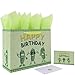 13'' Large Pickle Birthday Gift Bag Set with Handles, Greeting Card, Green Tissue Papers and Stickers for Women Boys Girls Kids Teens for Cucumber Birthday, Baby, Men, Vegetable Themed Design, 1 Pcs
